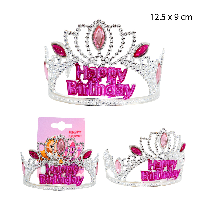 CORONA DE PRINCESA PLATEADA "HAPPY BIRTHDAY"