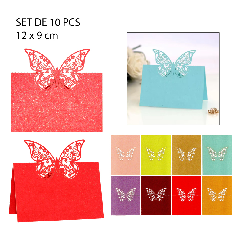 TARJETAS DECORATIVAS PARA MESA, DISEÑO MARIPOSA