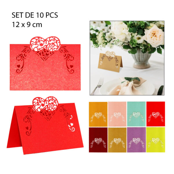 TARJETAS DECORATIVAS PARA MESA, DISEÑO ROMÁNTICO