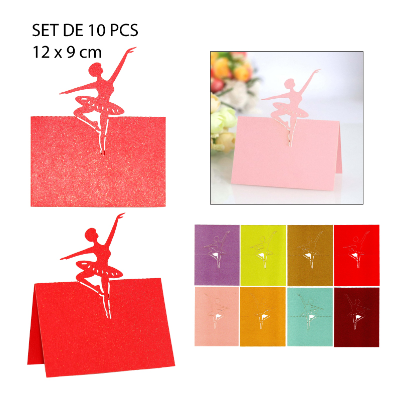 TARJETAS DECORATIVAS PARA MESA, DISEÑO BAILARINA DE BALLET