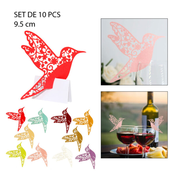 TARJETAS DECORATIVAS PARA VASOS, DISEÑO COLIBRÍ