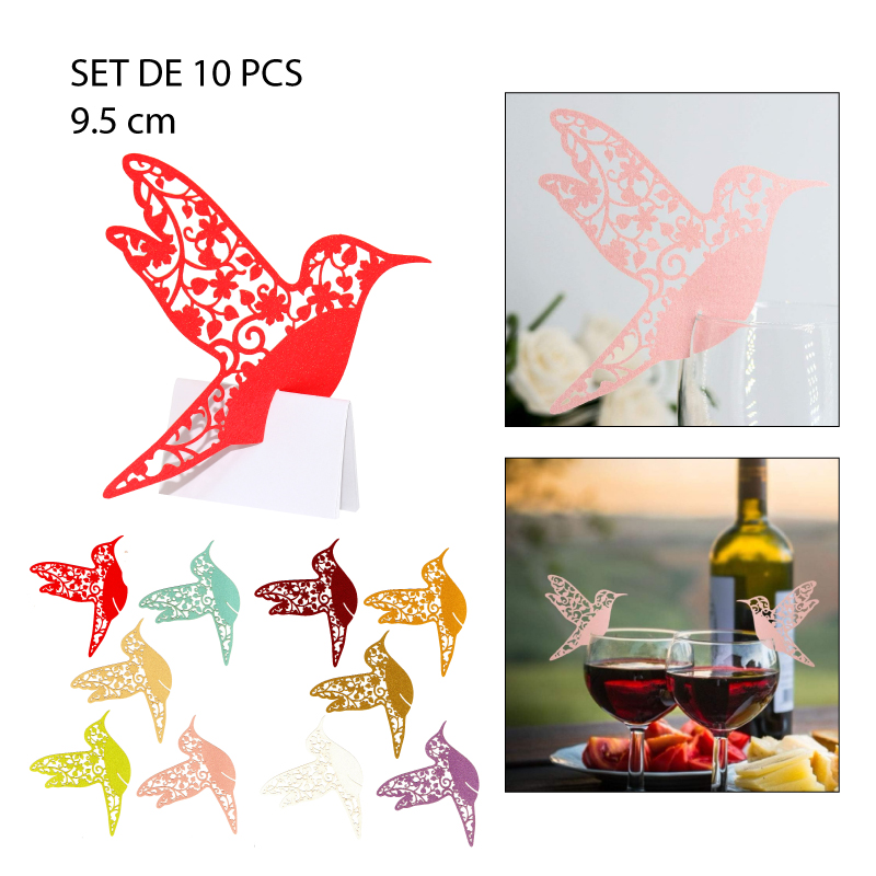 TARJETAS DECORATIVAS PARA VASOS, DISEÑO COLIBRÍ