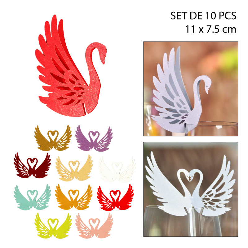 TARJETAS DECORATIVAS PARA VASOS, DISEÑO CISNE