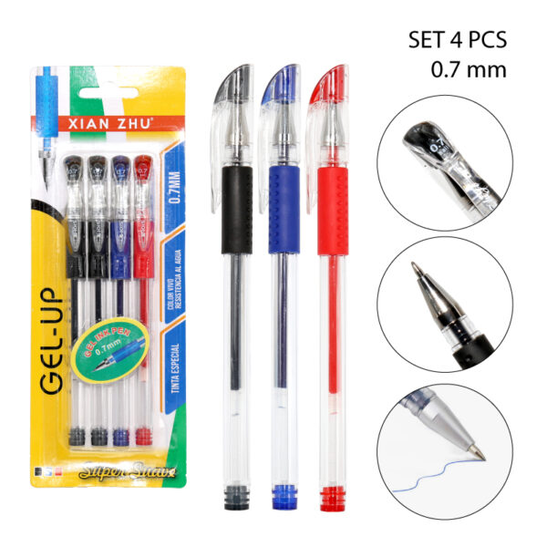 SET DE 4 LAPICES TINTA GEL - 0.7 MM