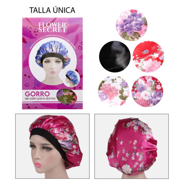 GORRO DE SATIN FLOREADO