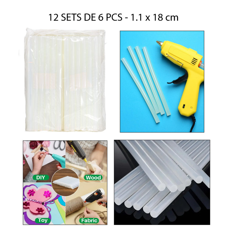 SETS DE 6 BARRAS DE SILICONA - 1.1 X 18 CM