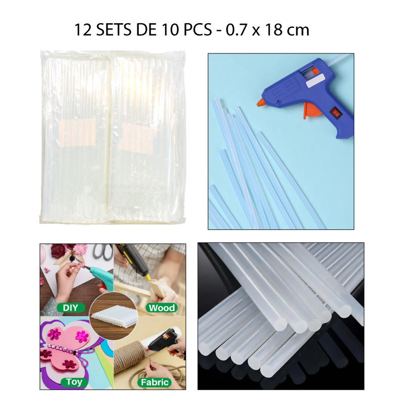 SETS DE 10 BARRAS DE SILICONA - 0.7 X 18 CM