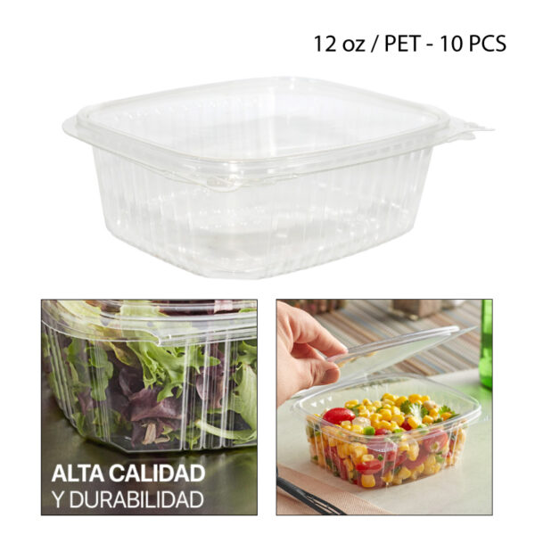 CAJA PLÁSTICA TRANSPARENTE PARA ALIMENTOS - 12 OZ