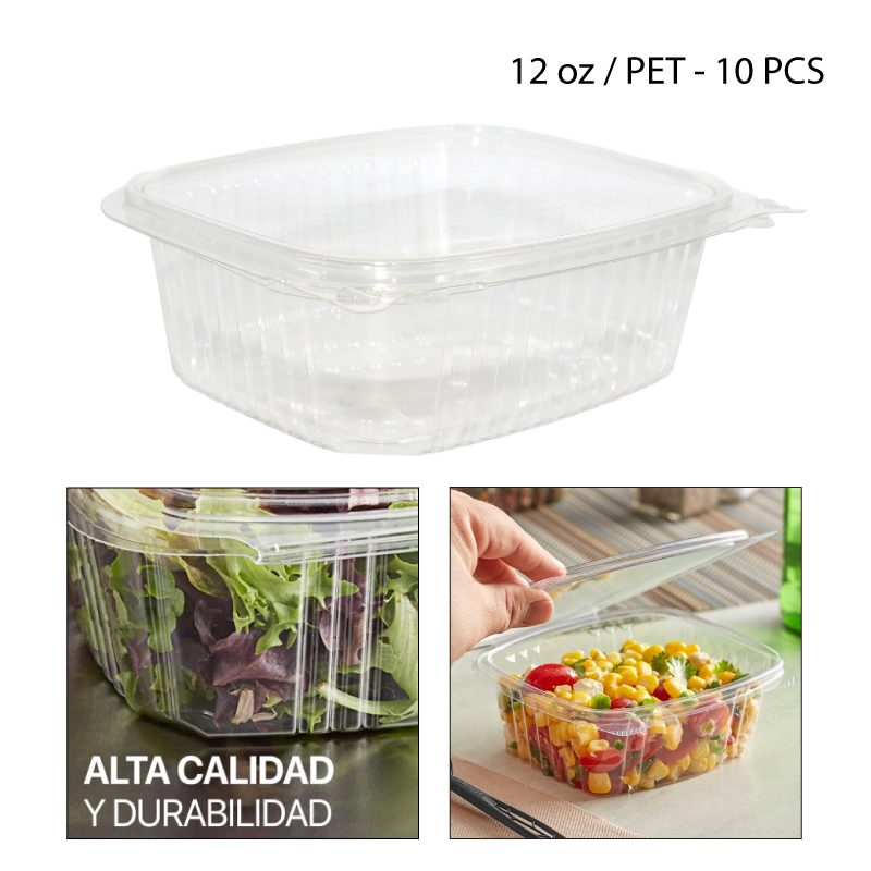 CAJA PLÁSTICA TRANSPARENTE PARA ALIMENTOS - 12 OZ