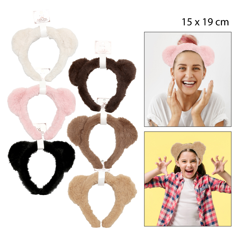 DIADEMAS DE FELPA CON OREJAS DE OSO