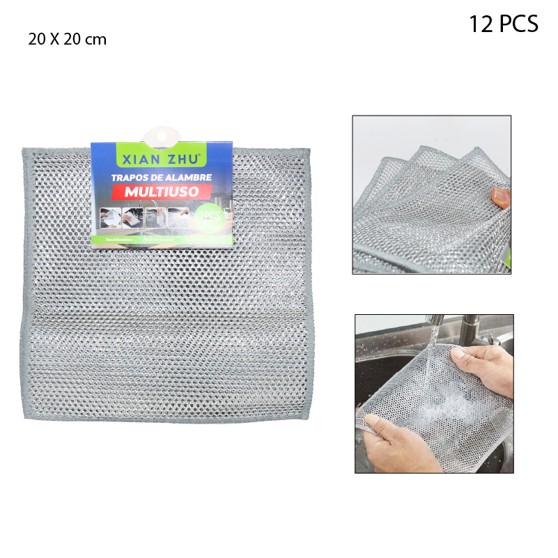 SET DE 3 TRAPOS DE ALAMBRE MULTIUSO - 20 X 20 CM