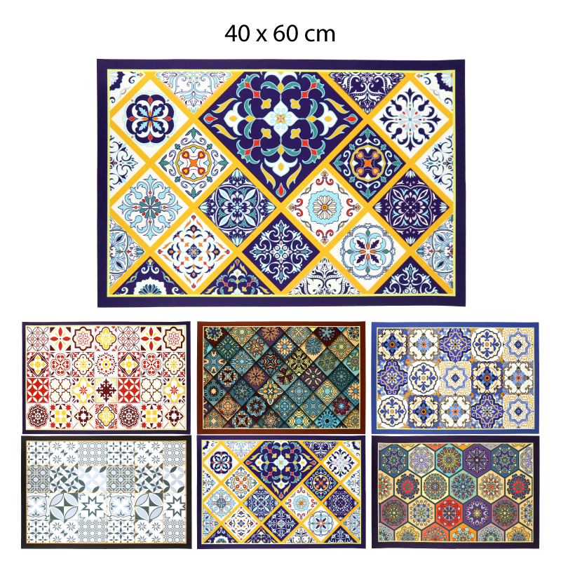 TAPETE ANTIDESLIZANTE AZULEJO MEDITERRÁNEO - 40 X 60 CM