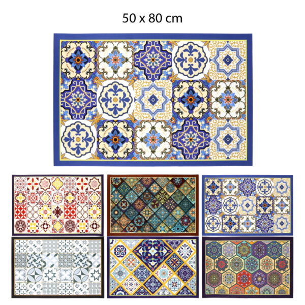 TAPETE ANTIDESLIZANTE AZULEJO MEDITERRÁNEO - 50 X 80 CM