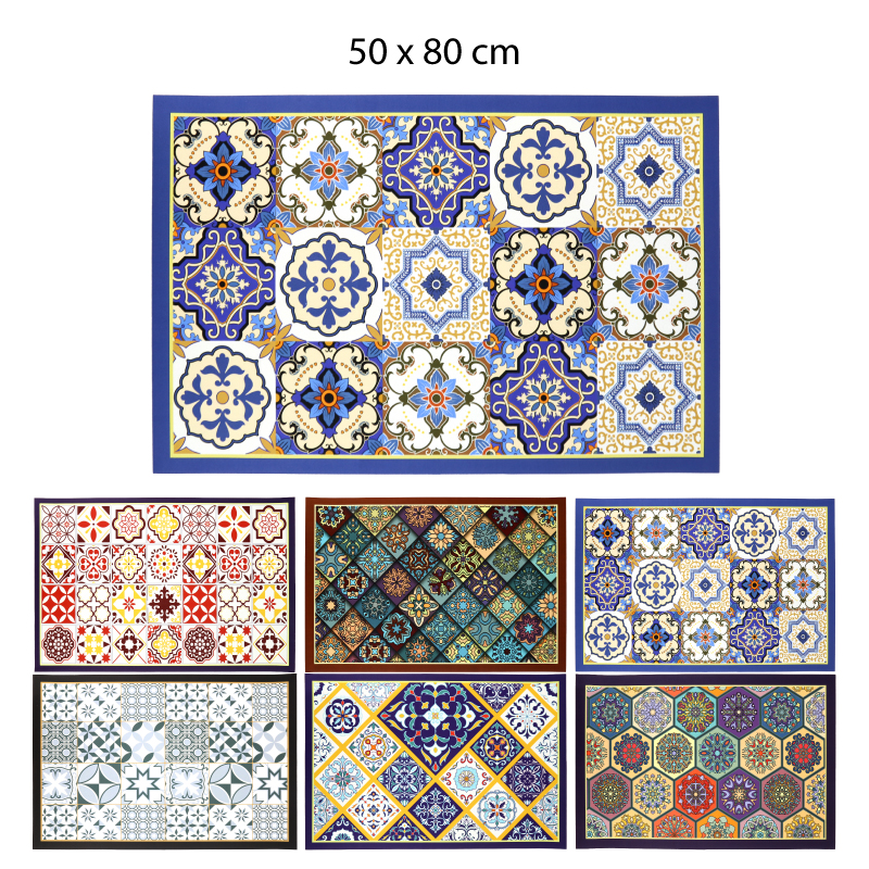 TAPETE ANTIDESLIZANTE AZULEJO MEDITERRÁNEO - 50 X 80 CM