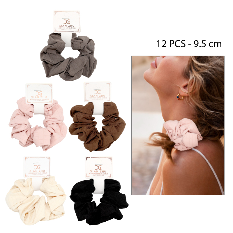 SCRUNCHIE DE TELA CON TEXTURA DE CUADROS
