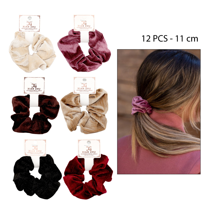 SCRUNCHIE DE TERCIOPELO CON FINO HILO PLATEADO