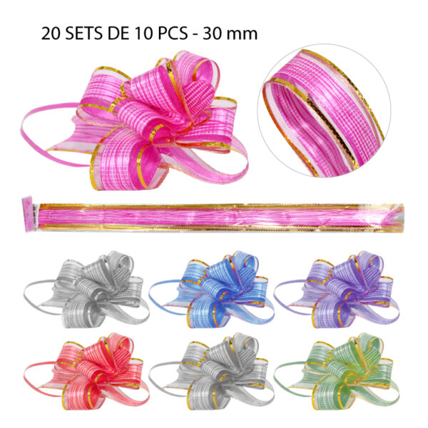 30 CINTAS PARA REGALO CON BORDE DORADO - 30 MM