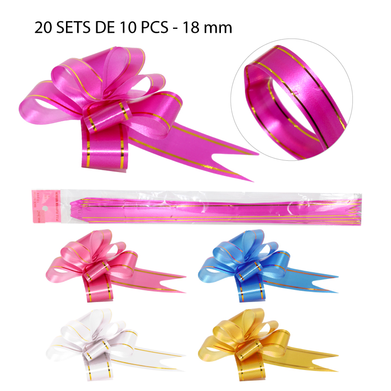 20 CINTAS PARA REGALO CON BORDE DORADO - 18 MM