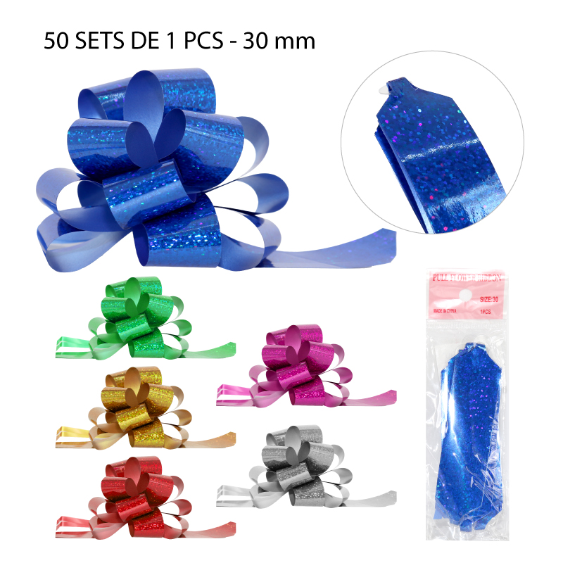 50 CINTAS PARA REGALO CON DESTELLOS - 30 MM