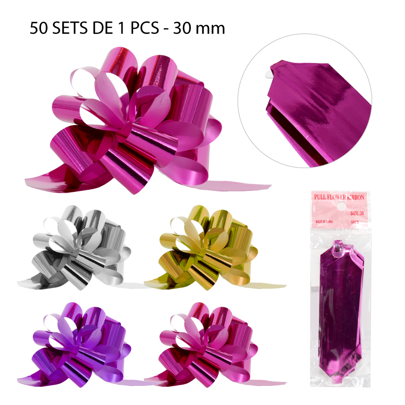 50 CINTAS PARA REGALO METALIZADAS - 30 MM