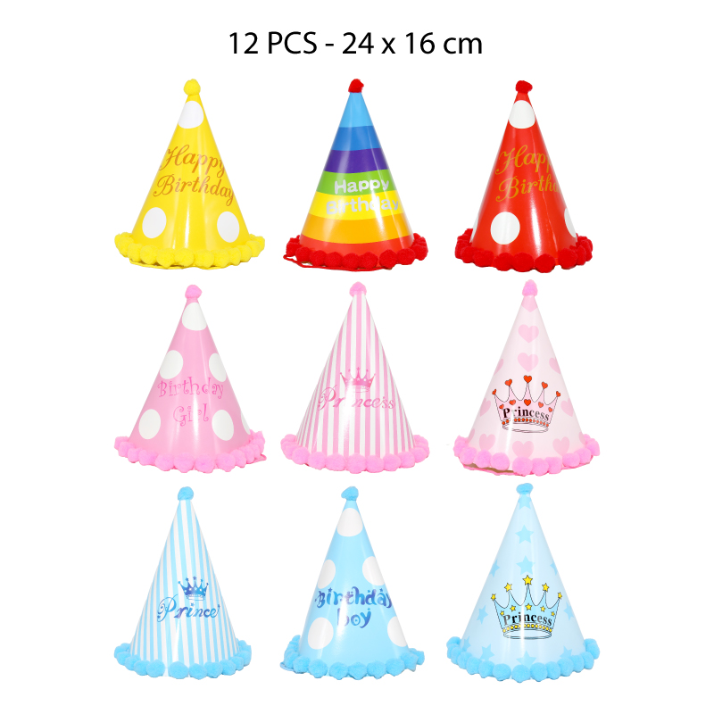 SOMBREROS DE CONO FESTIVOS GRANDES - 24 X 16 CM