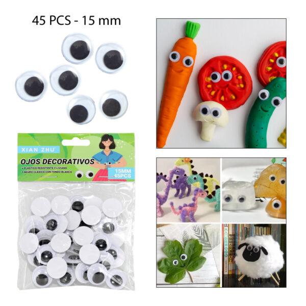 OJITOS DECORATIVOS PARA MANUALIDADES - 45 PCS