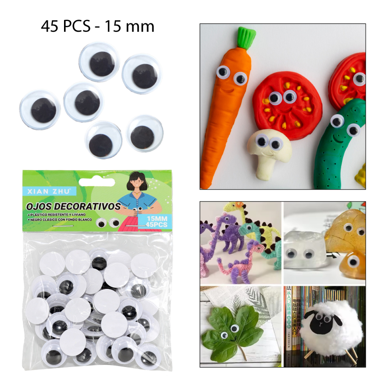 OJITOS DECORATIVOS PARA MANUALIDADES - 45 PCS