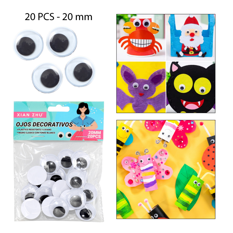 OJITOS DECORATIVOS PARA MANUALIDADES - 20 PCS