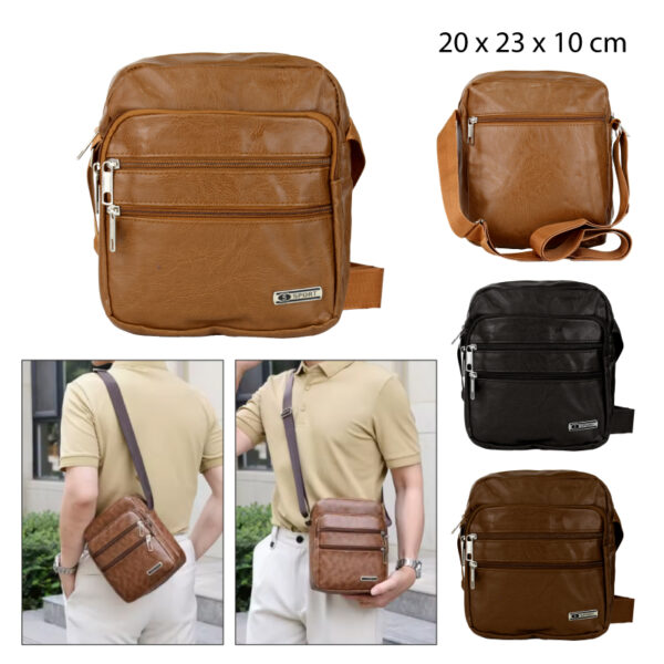BOLSO PARA HOMBRE DE ECOCUERO - 20 X 24 X 7 CM