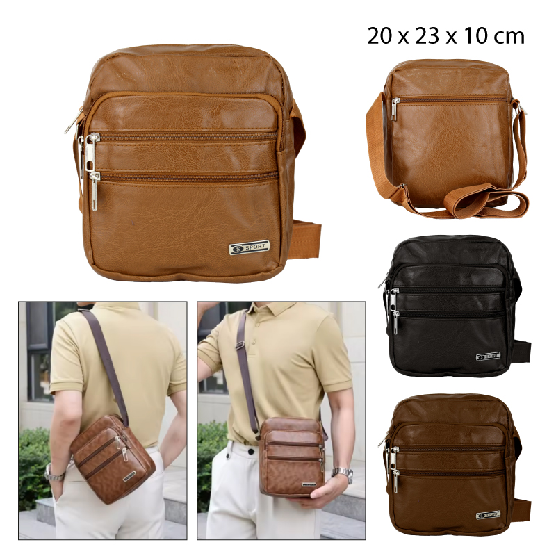 BOLSO PARA HOMBRE DE ECOCUERO - 20 X 24 X 7 CM