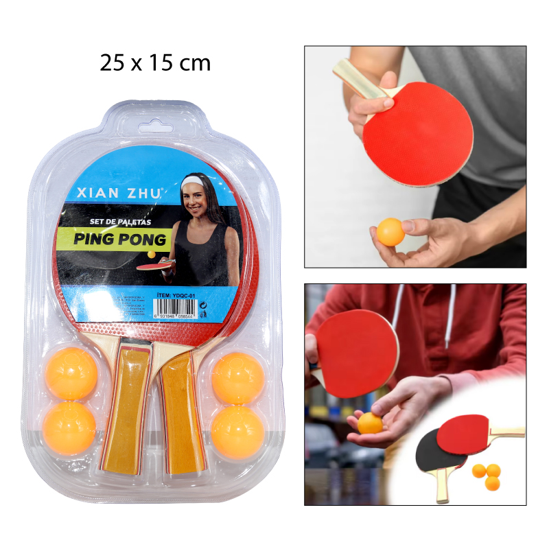 SET DE RAQUETAS + PELOTAS DE PING PONG