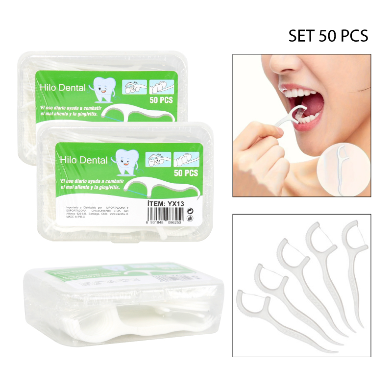 SET DE 50 GANCHOS DE HILO DENTAL