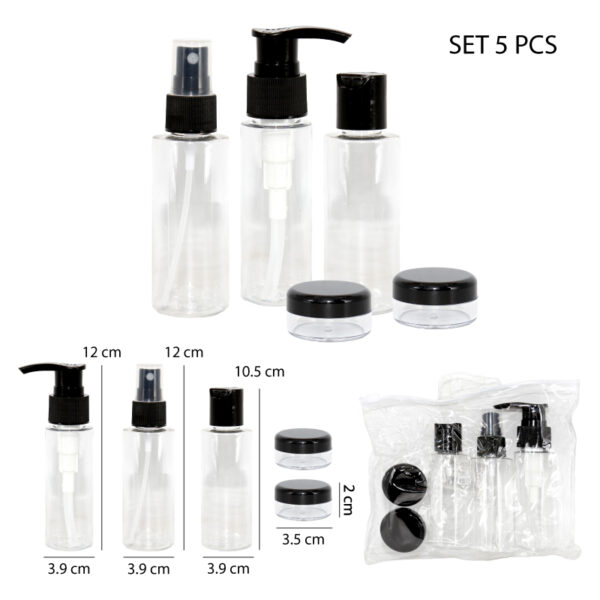 SET 5 FRASCOS PARA USO COSMÉTICO