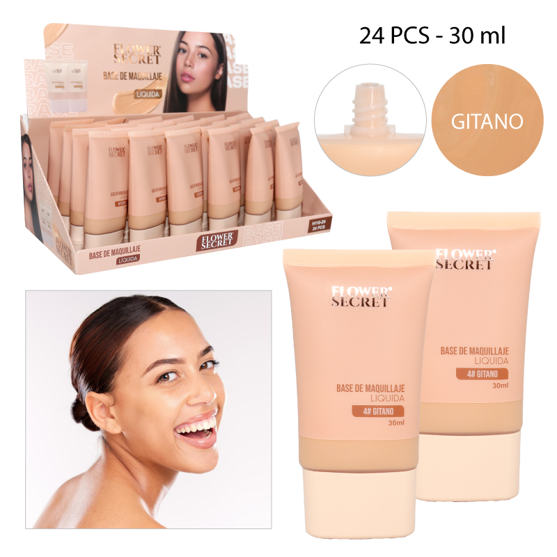 BASE DE MAQUILLAJE LÍQUIDA, TONO 4# GITANO - 30 ML