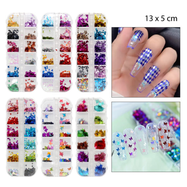 SET DECORACION DE UÑAS CONFETIS COLORES