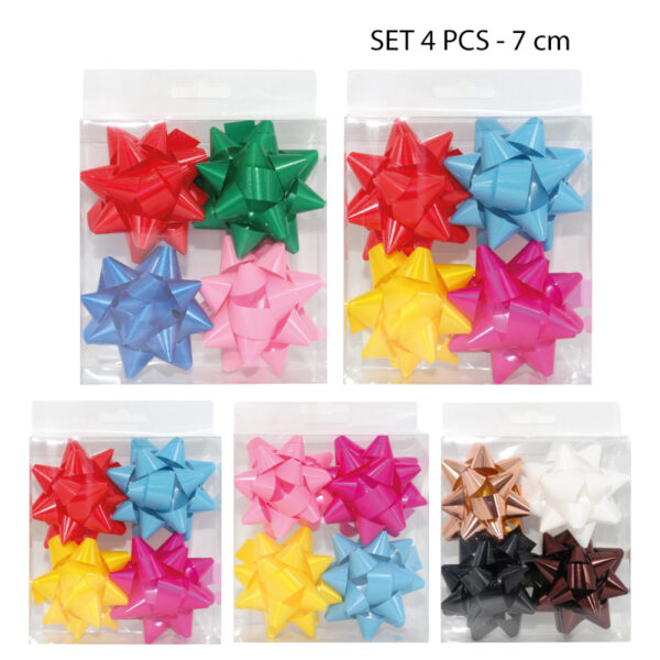 SET 4 MOÑOS PARA REGALO DE COLORES BRILLANTES - 7 CM