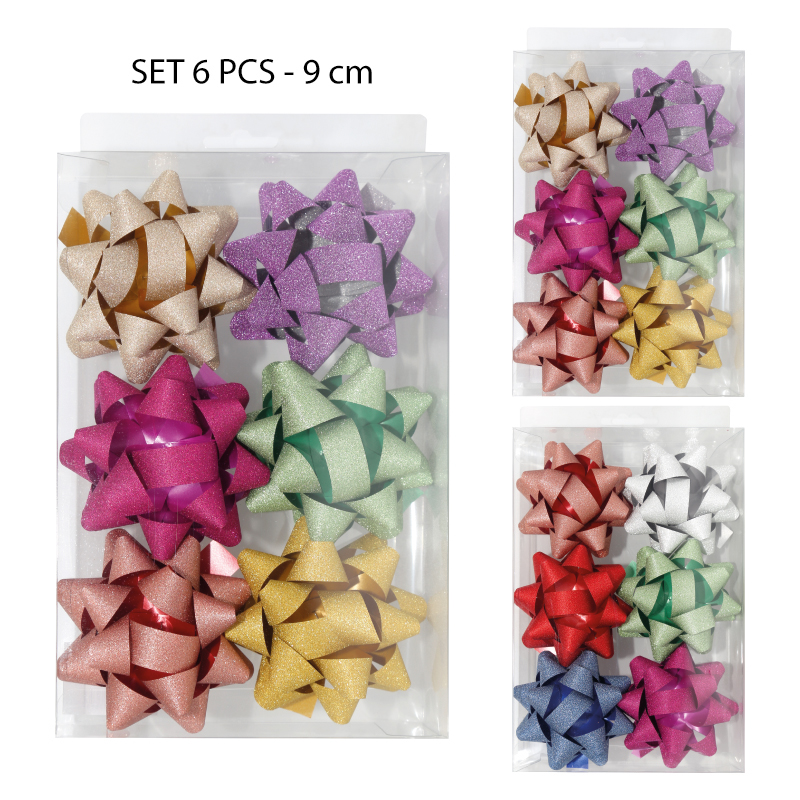 SET 6 MOÑOS PARA REGALO CON ESCARCHA - 9 CM