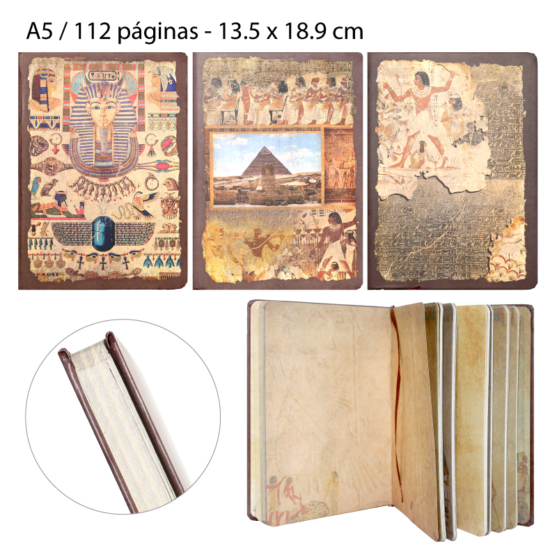 LIBRETA PORTADA EGIPCIA - A5 / 112 HOJAS