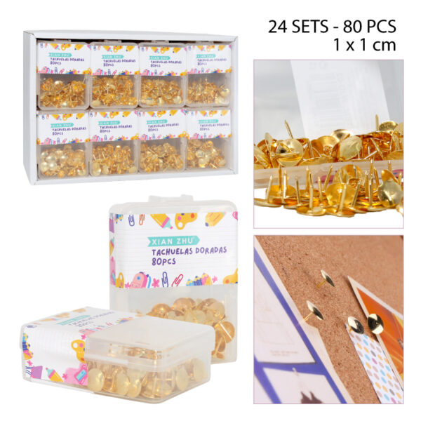 SETS DE 80 TACHUELAS DORADAS - 1 CM