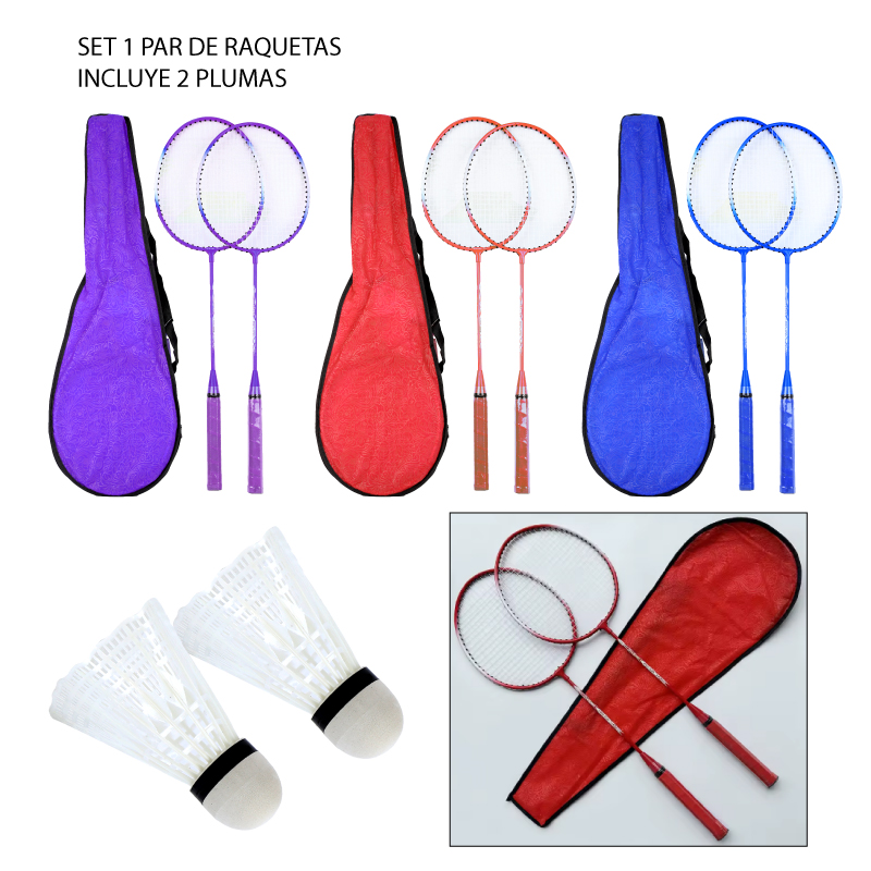 SET DE RAQUETAS DE BADMINTON + PLUMAS