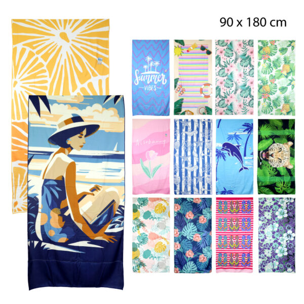 TOALLA PLAYERA DE MICROFIBRA - 90 X 180 CM