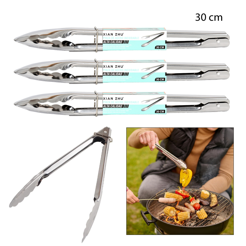PINZA PARA ALIMENTOS DE ACERO INOXIDABLE - 30 CM