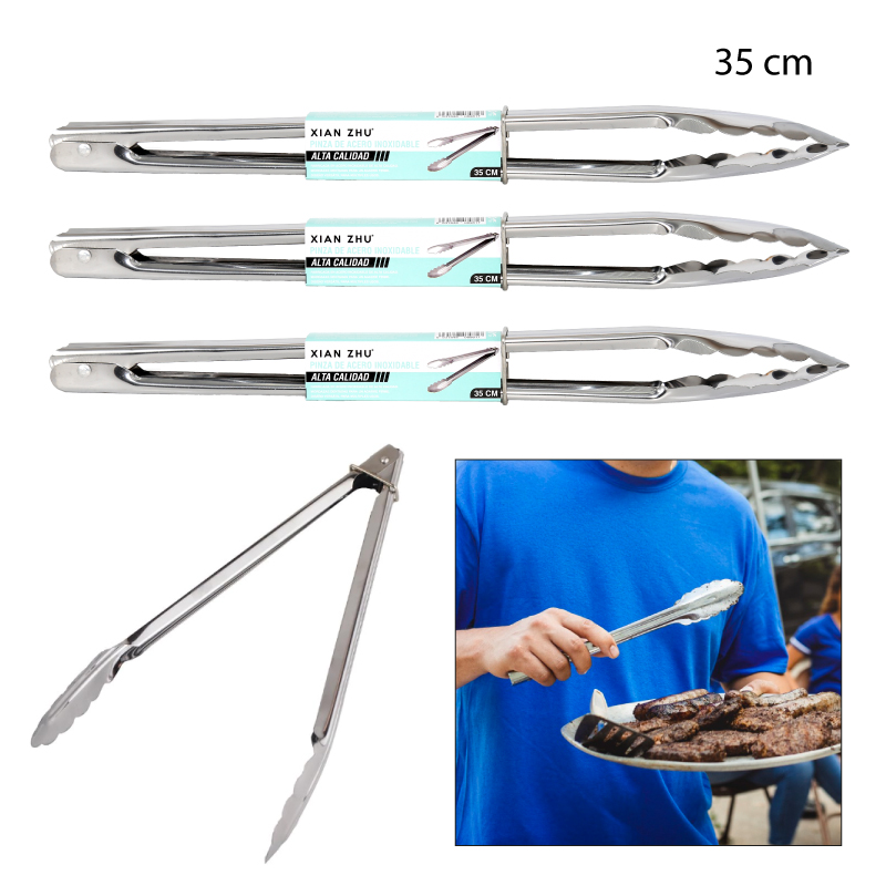 PINZA PARA ALIMENTOS DE ACERO INOXIDABLE - 35 CM