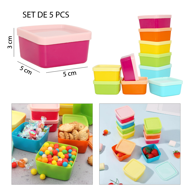 SET 5 MINI CONTENEDORES DE COLORES - 3 X 5 CM