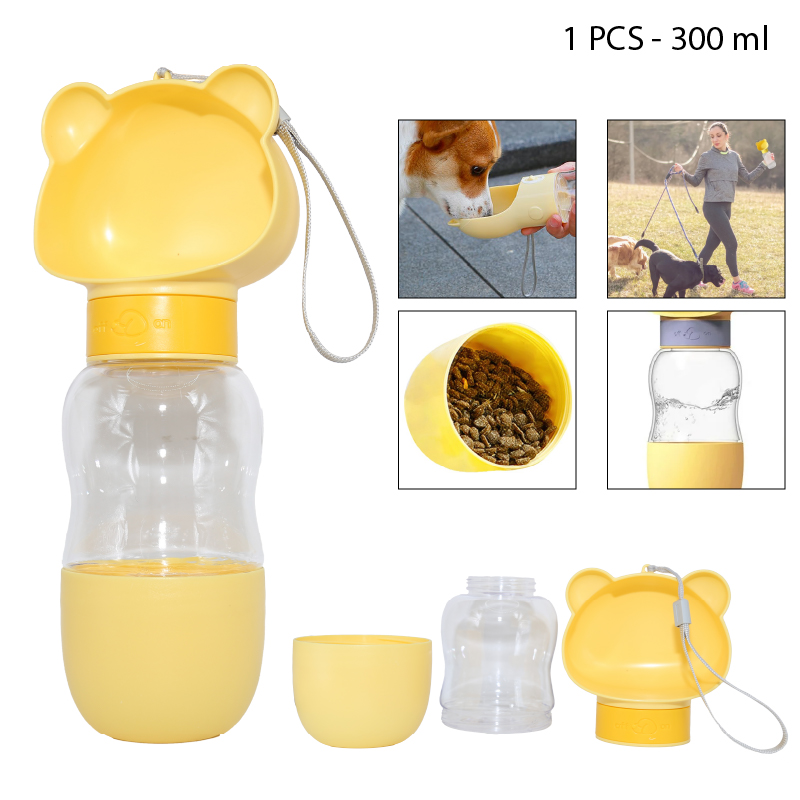 BOTELLA Y COMEDERO PORTATIL OSO PEQUEÑO - 300 ML
