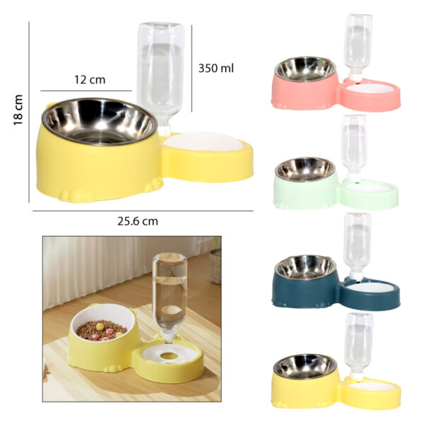 COMEDERO CON DISPENSADOR DE AGUA PARA MASCOTAS - 25.6 CM
