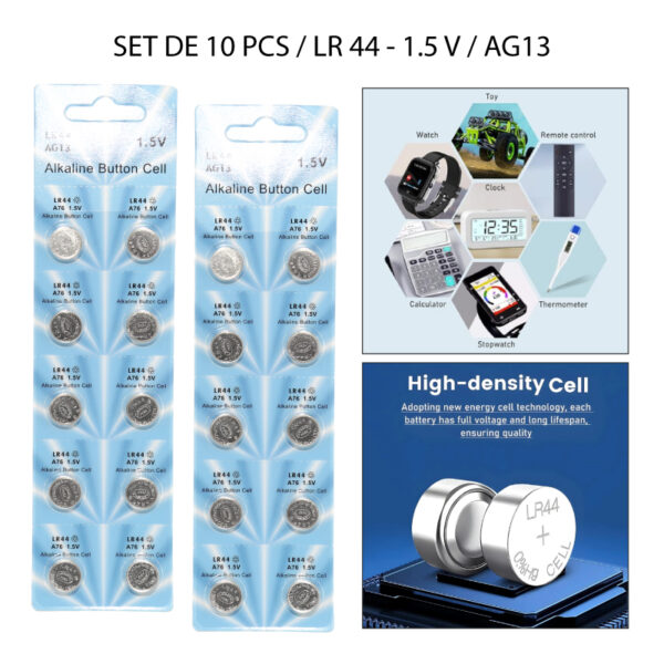 SET DE 10 PILAS DE BOTÓN AG13/LR44