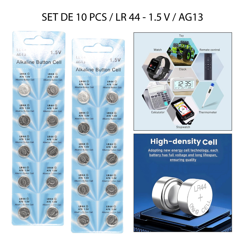 SET DE 10 PILAS DE BOTÓN AG13/LR44