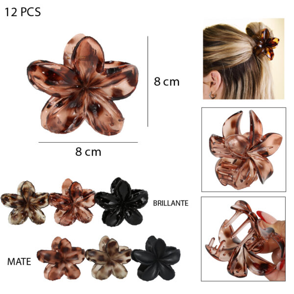 PINCHE  CON DISEÑO DE FLOR LEOPARDO