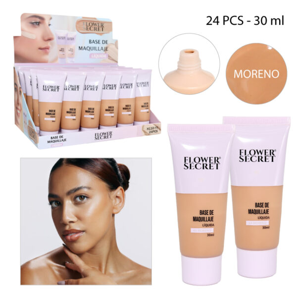 BASE DE MAQUILLAJE LÍQUIDA, TONO 6# MORENO - 30 ML